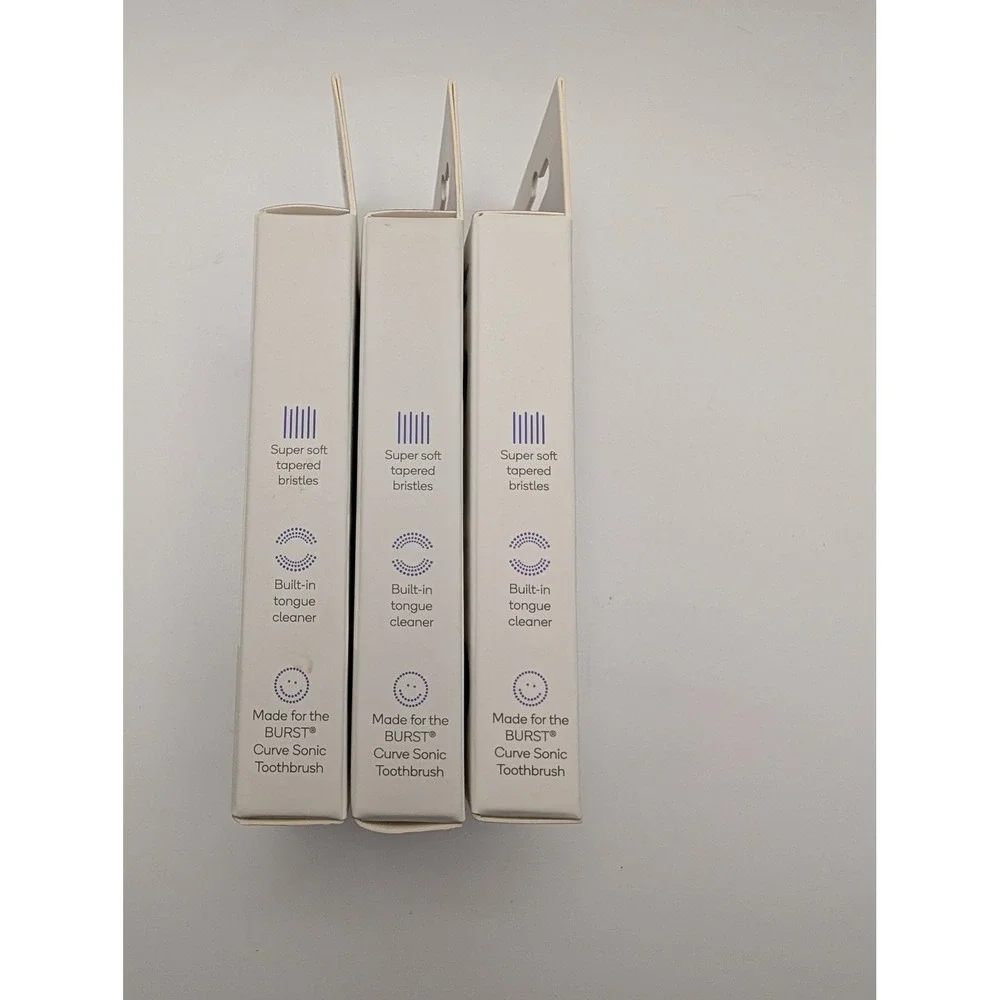 3 Packs Burst Curve Sonic Toothbrush Replacement Heads Black Super Soft Bristles